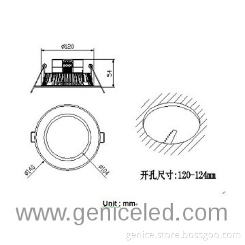 AC100-240V 4inch 600lm 8W Samsung chip LED down lighting